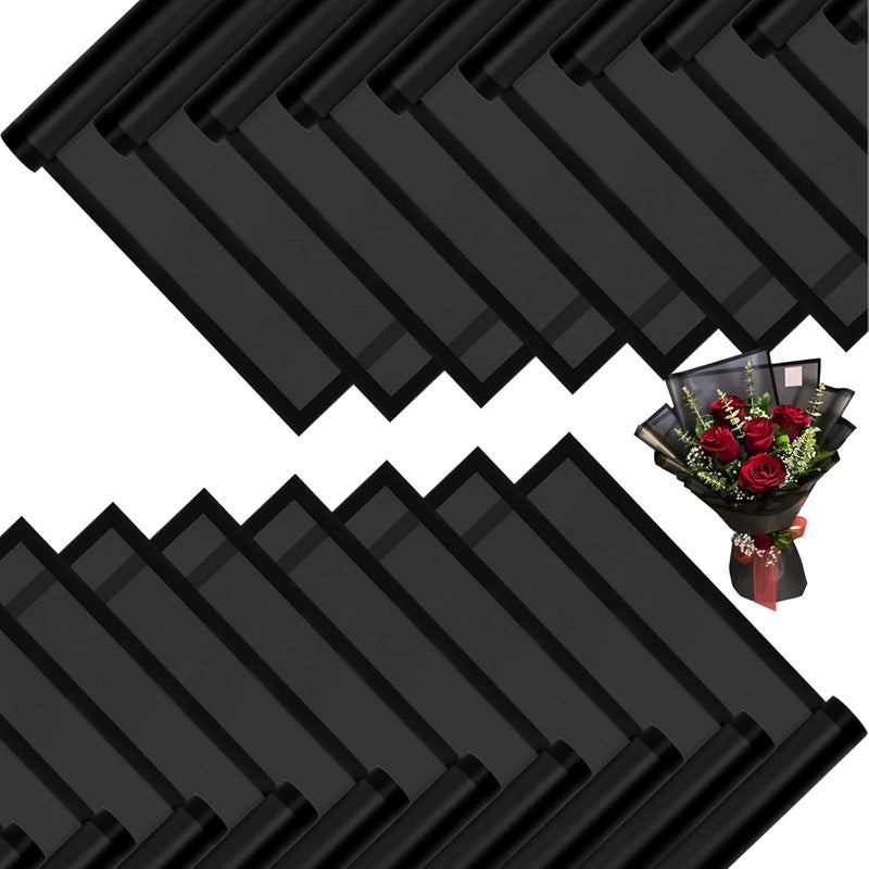 DEWJDFSC 20 Sheets Flower Wrapping Paper,Waterproof Floral Korean Bouquet Wrapping Paper, Florist Supplies, Suitable for Flowers Gift Packaging (Black) - Image 1